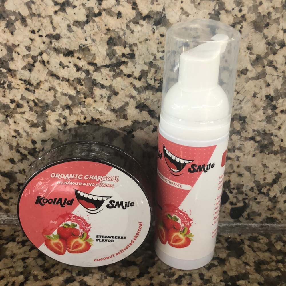 Organic Charcoal teeth whitening strawberry favor